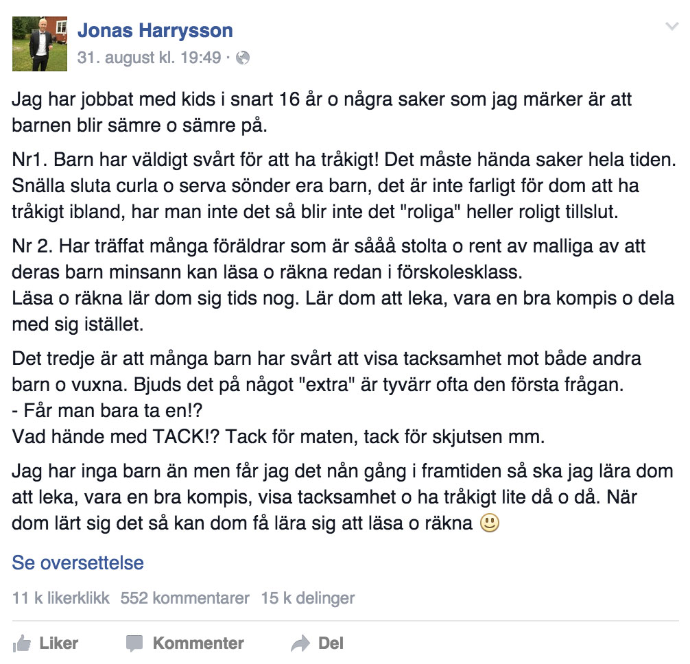 Jonas Harrysson / Facebook