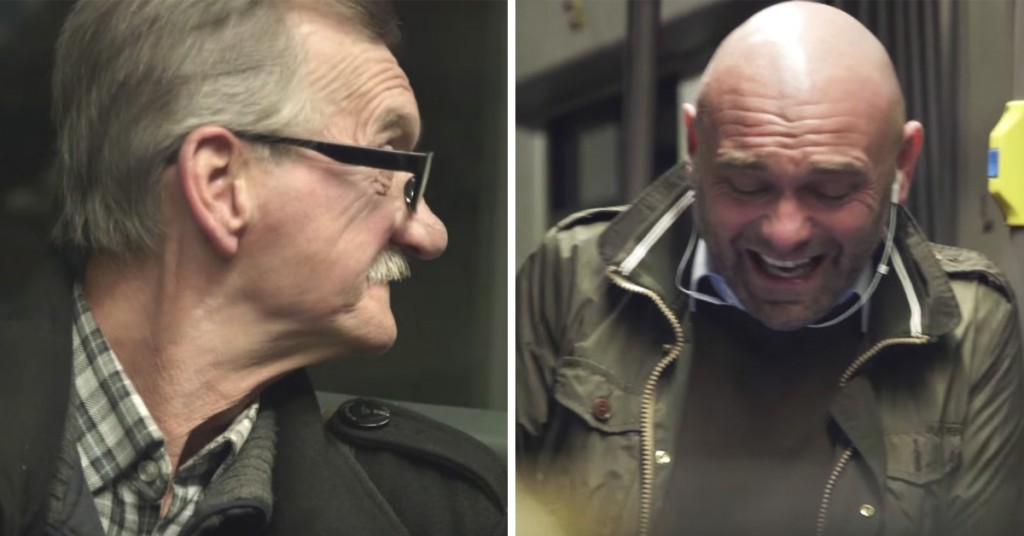 Når mannen ler høyt på bussen ser folk rart på han. Så skjer det noe utrolig!