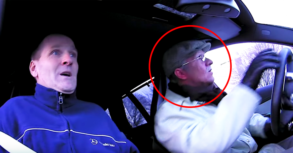 Petter Solberg har kledd seg ut som en gammel mann og lurer folk trill rundt